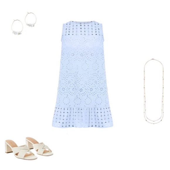 LOFT Light Blue Eyelet Shift Dress - Picture 6 of 15